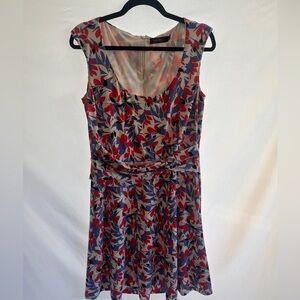 Lauren Women's Red and Blue Floral Dress